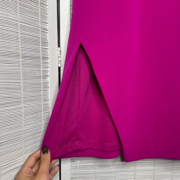 Aqua Formal Scuba Panel Sheath Dress Fuchsia Size 6 - Picture 4 of 8